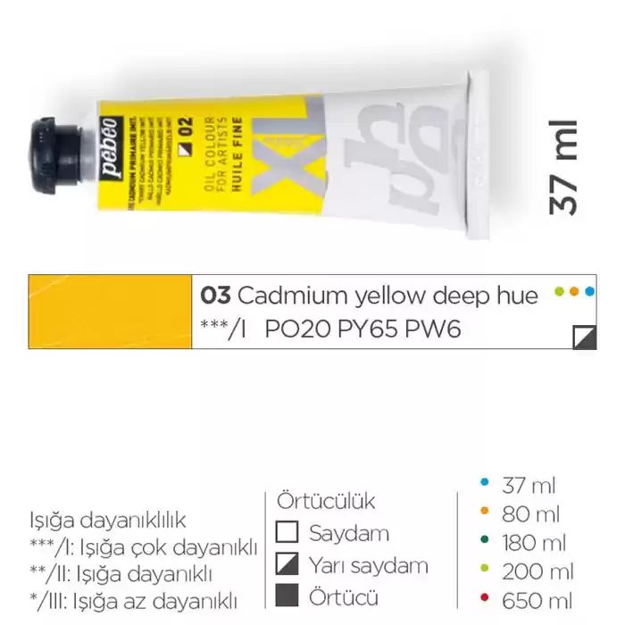 Pebeo 937/03 Cadmium Yellow Deep Yağlı Boya Huıle Fıne Xl 37 Ml.