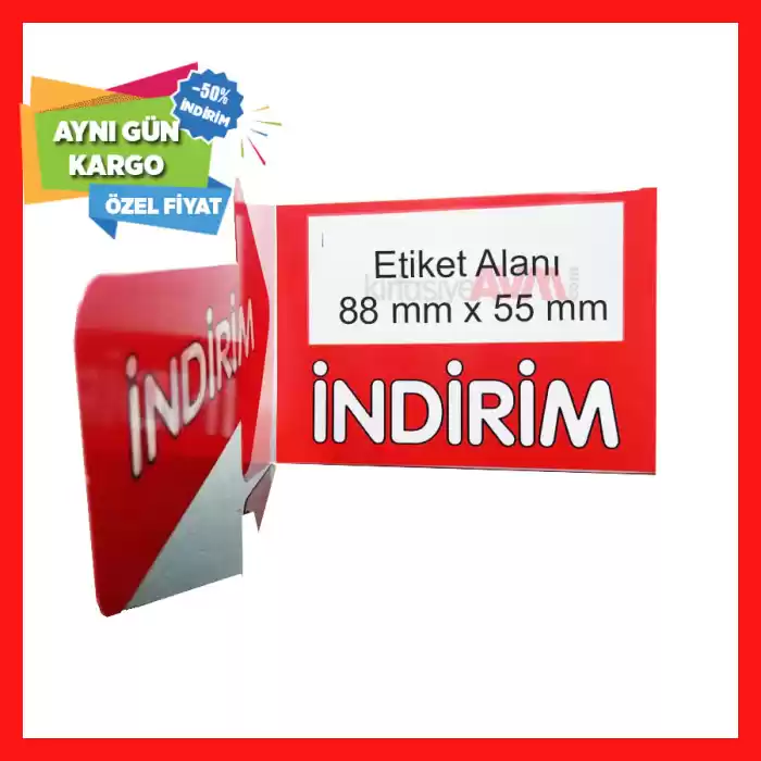 PVC Market Raf İkaz İndirim Kulakçığı 10 lu Pk.Kırmızı Renk