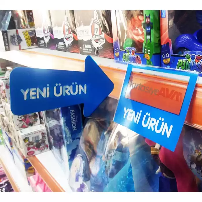 Market Raf Önü Yeni Ürün İkaz Kulakçık Etiketi PVC 10lu Paket