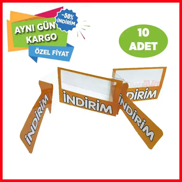 Market Rafı İndirim Kulakçığı 10 Adet PVC Turuncu Renk