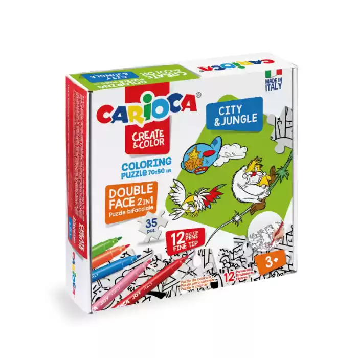 Carioca Çift Taraflı Boyanabilir Yap-Boz Puzzle Şehir ve Orman 43046