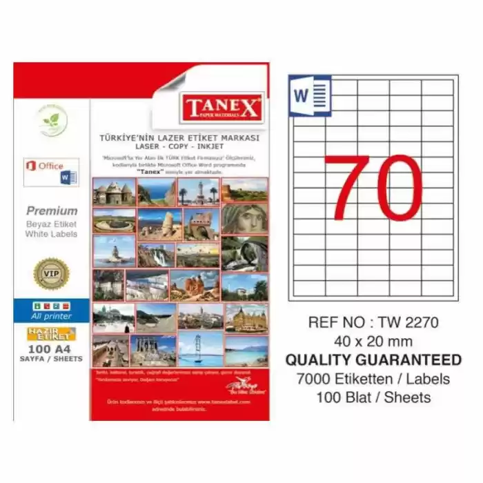Tanex 40x20 Laser Etiket Tw-2270