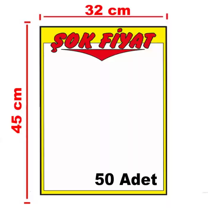 Market Kuşe Kağıt Şok Fiyat Baskılı Afiş 32x45cm 50 Adet