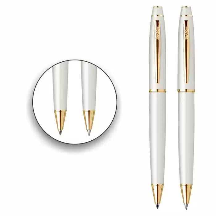 İsminize Özel Scrikss 35 Beyaz Altın Tükenmez+versatil Kalem Set