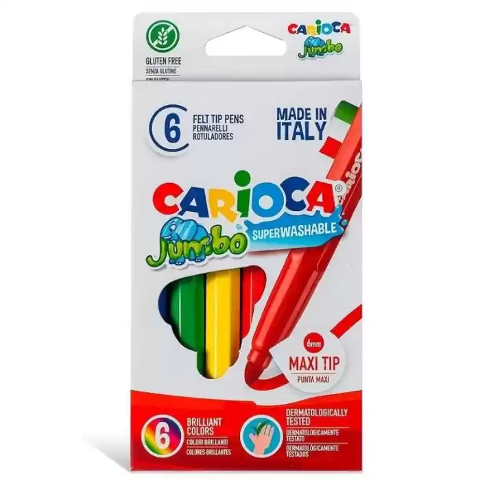 Carıoca 6 Renk Jumbo Süper Yıkanabilir Keçeli Kalem 40568