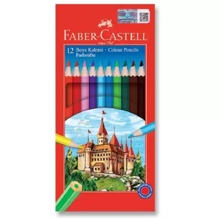 Faber Castell 12 Renk Kuru Boya Kalemi 1/1 Tam Boy 1116312