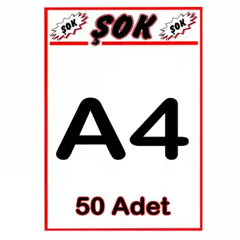 Market A4 Ebatında Kuşe Kağıda Baskılı Şok Afişi 50 li Pk.