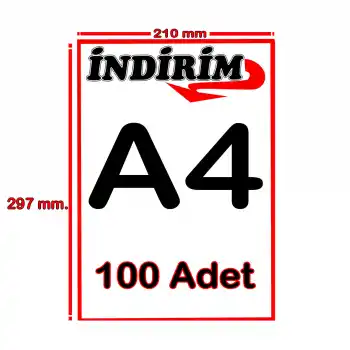Market A4 Ebatında Kuşe Kağıda Baskılı İndirim Afişi 100 lü Pk.