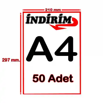Market A4 Ebatında Kuşe Kağıda Baskılı İndirim Afişi 50 li Pk.