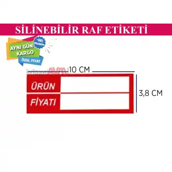 PVC Yaz-Sil Raf Profil İçi Fiyat Etiketi 50li Pk.3,8x10cm