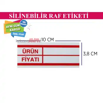 Silinebilir PVC Market Raf Önü Fiyat Etiketi 50 li Pk. 10x3,8 cm