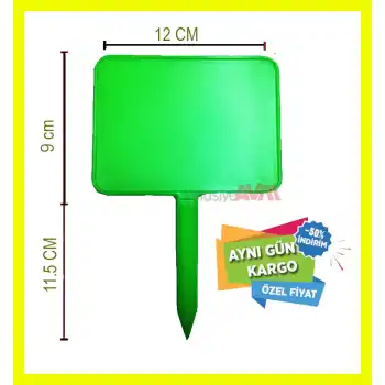 Açılı Saplamalı Plastik Etiket Küçük Boy 10 adet Yeşil