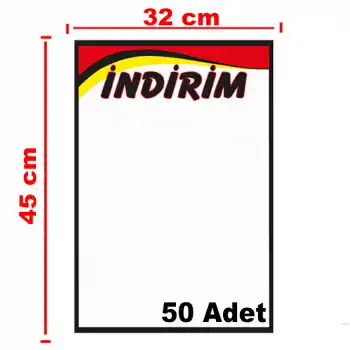 Market İndirim Afişi Kuşe Kağıt 32x45 cm 50 li Pk.