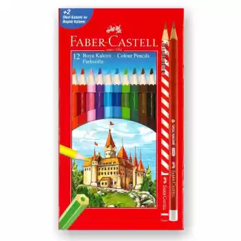 Faber 12 Renk Kuru Boya Kalemi 12+2 Okul Set 000104