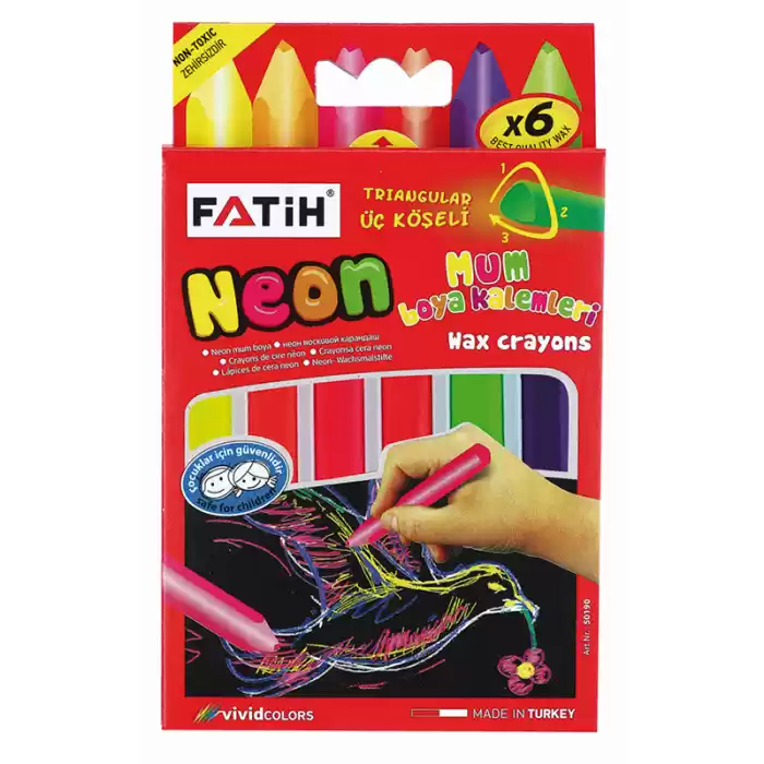 Fatih Neon Wax Crayon 6 Renk Jumbo Mum Boya 50190