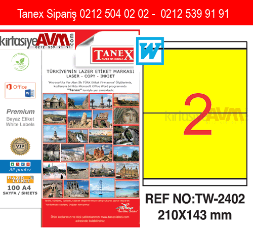 TW-2402 2410x143 mm FOSFORLU SARI LASER ETİKET