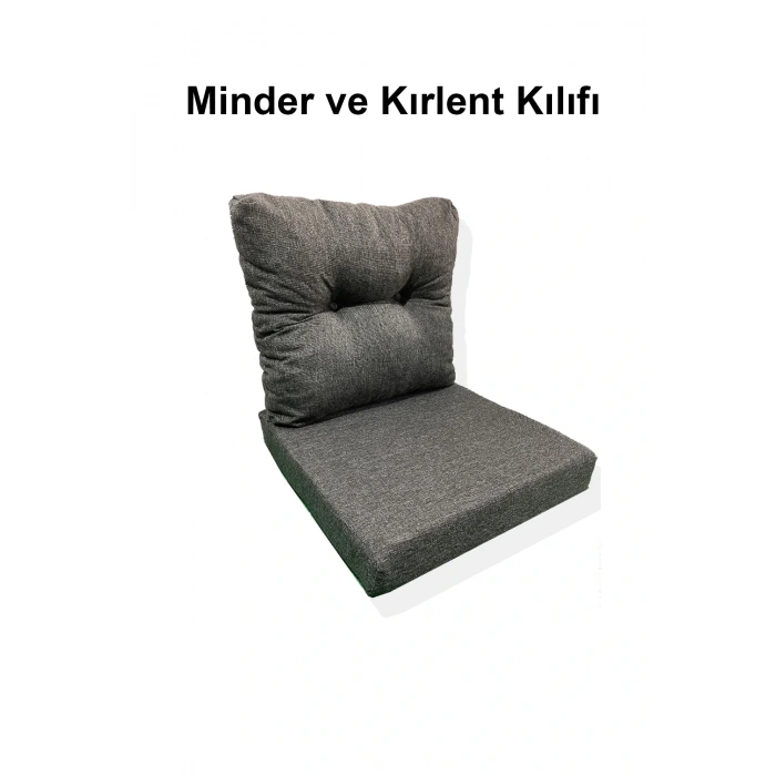 1 Adet Bahçe Balkon Mobilyası Minderi Kılıfı antrasit(1 ADET MİNDER, 1 ADET KIRLENT Yanlızca Kılıf Gönderilecektir)