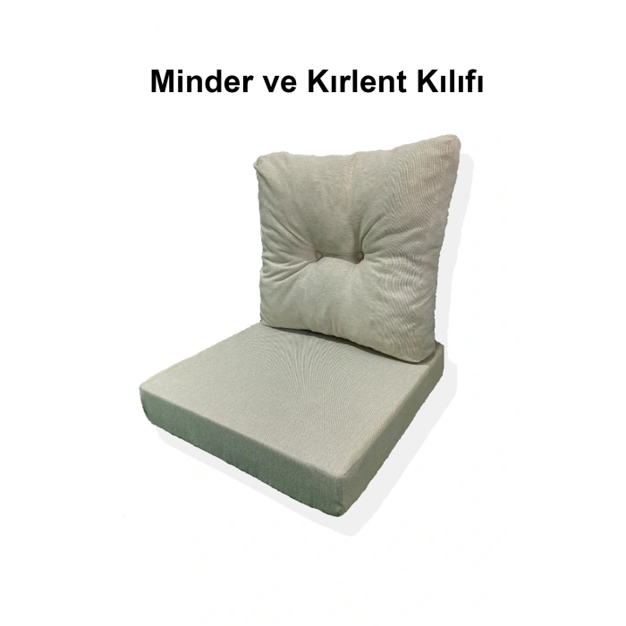 1 Adet Bahçe Balkon Mobilyası Minderi Kılıfı krem(1 ADET MİNDER, 1 ADET KIRLENT Yanlızca Kılıf Gönderilecektir)