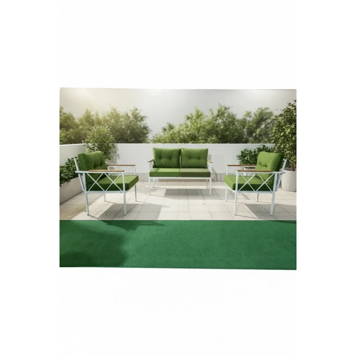 2+1+1 Beyaz profil Balkon-bahçe-kafe- Çay Seti-koltuk Takımı-oturma Grubu-ofis Koltuğu