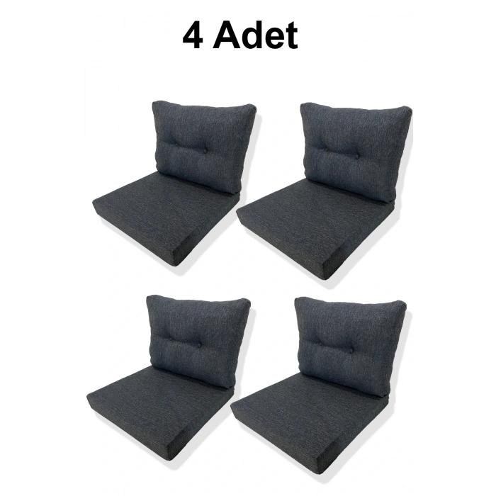 4 Adet Bahçe Balkon Mobilyası Minderi mavi(4 ADET MİNDER, 4 ADET KIRLENT)