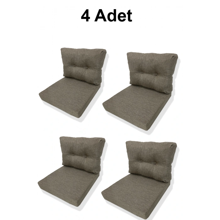 4 Adet Bahçe Balkon Mobilyası Minderi cappuccino(4 ADET MİNDER, 4 ADET KIRLENT)