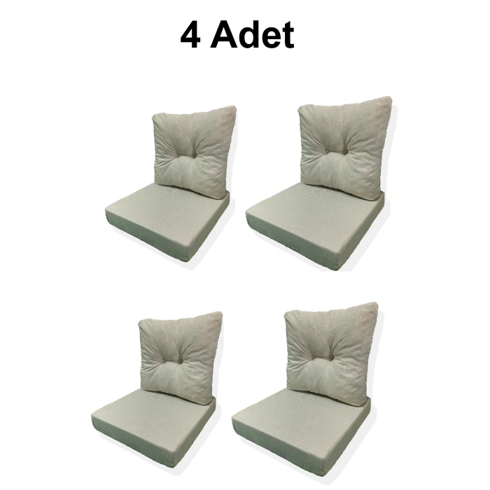 4 Adet Bahçe Balkon Mobilyası Minderi krem (4 ADET MİNDER, 4 ADET KIRLENT)