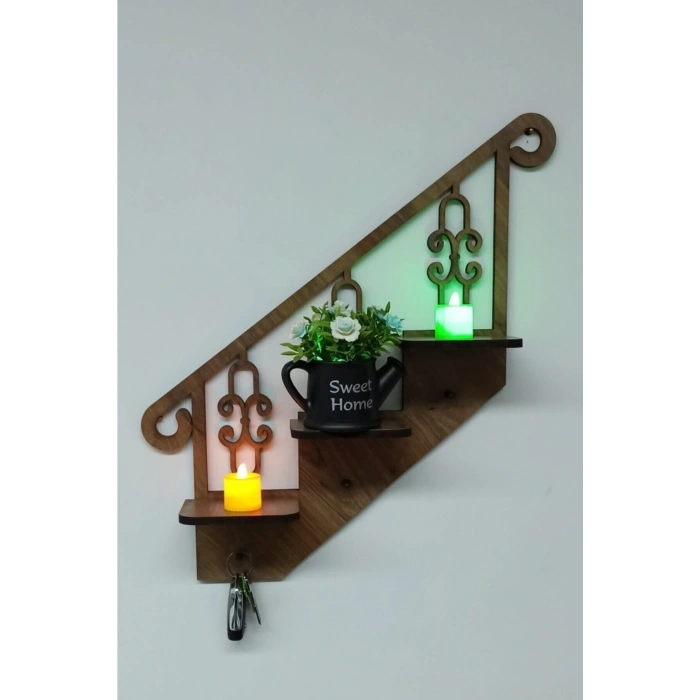 Dekoratif Ahşap Anahtarlık, Çok Amaçlı Dekoratif Raf