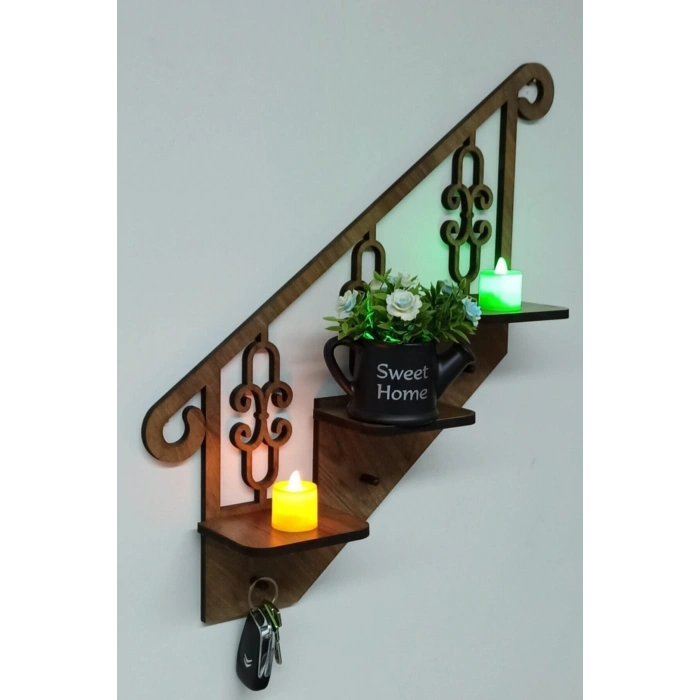 Dekoratif Ahşap Anahtarlık, Çok Amaçlı Dekoratif Raf