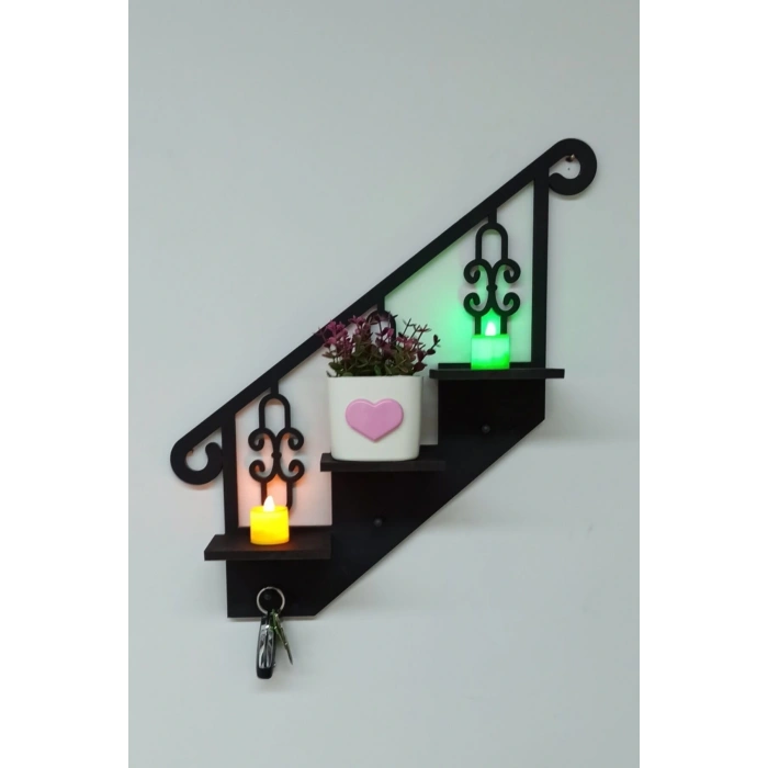 Dekoratif Ahşap Anahtarlık Ve Çok Amaçlı Raf