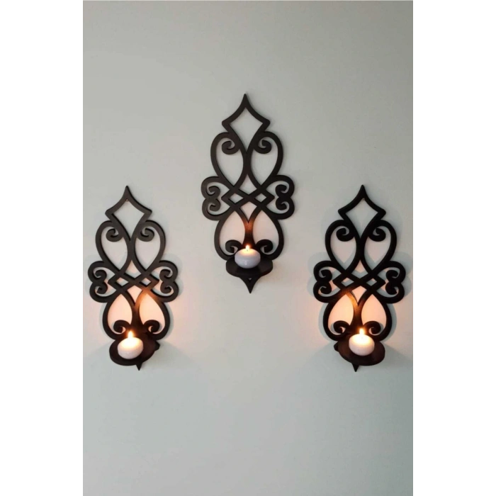 Ahşap 8mm Mdflam Duvar Mumluğu