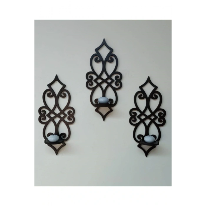 Ahşap 8mm Mdflam Duvar Mumluğu