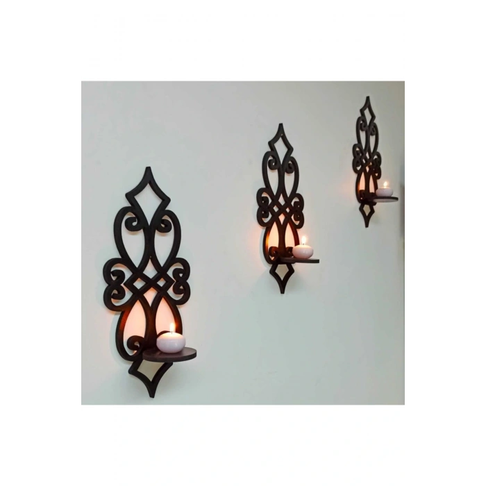 Ahşap 8mm Mdflam Duvar Mumluğu