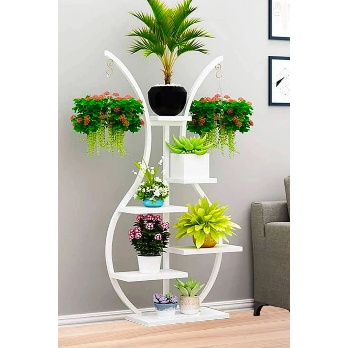 Metal Gövdeli Vazo Çiçeklik-saksılık Raf