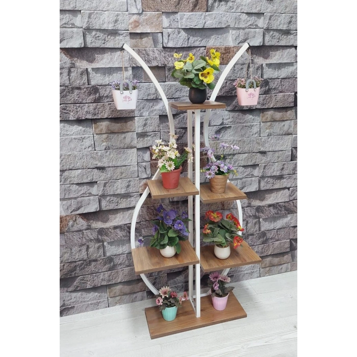 Metal Gövdeli Vazo Çiçeklik-saksılık Raf