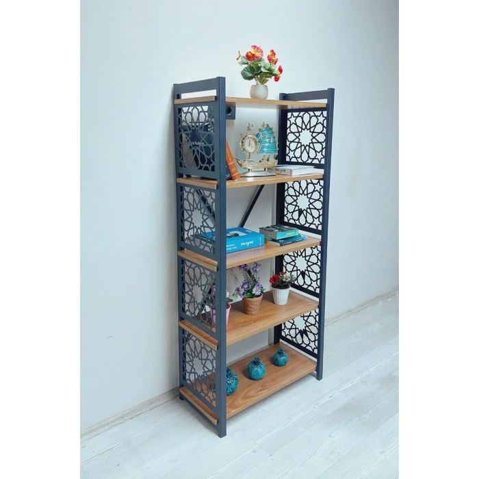 Desenli, Lazer Kesim, Metal, 5li Raf,çiçeklik,kitaplık, Dolap
