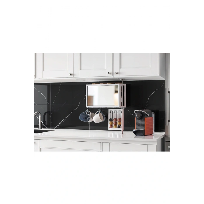 Baharat, Kapsul Nespresso, Bardak ve Mutfak Aksesuarları Düzenleyici Organizer Şık Ayna Kahve köşe