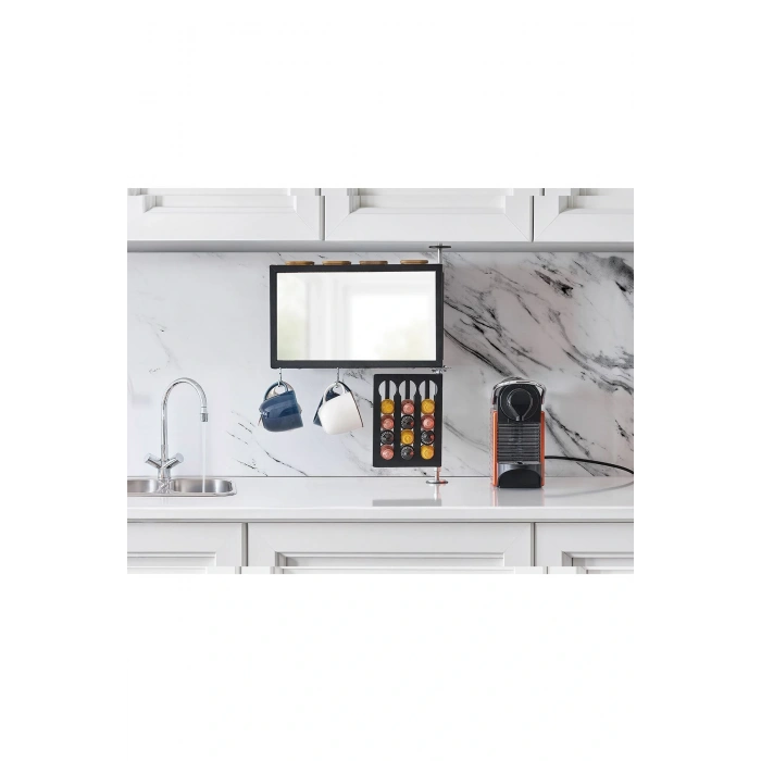 Baharat, Kapsul Nespresso, Bardak ve Mutfak Aksesuarları Düzenleyici Organizer Şık Ayna Kahve köşesi