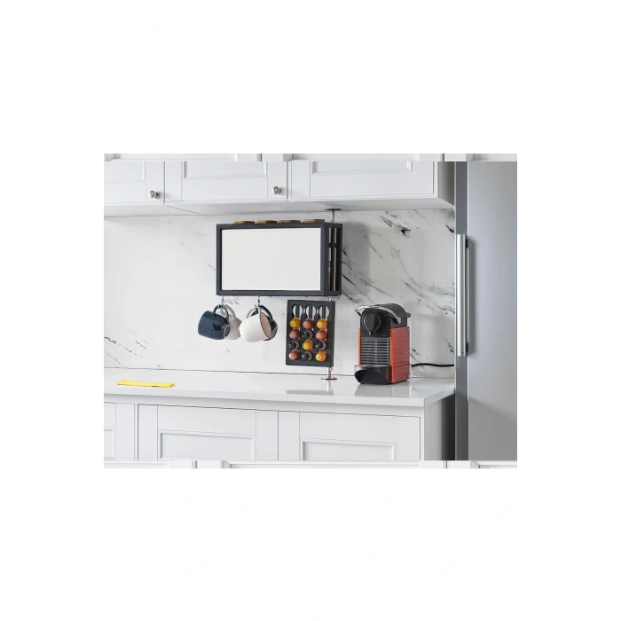 Baharat, Kapsul Nespresso, Bardak ve Mutfak Aksesuarları Düzenleyici Organizer Şık Ayna Kahve köşesi