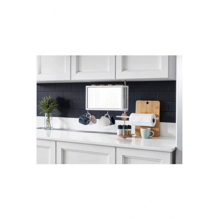 Baharat Havlu Bardak ve Mutfak Aksesuarları Düzenleyici Organizer Şık Ayna ve Döner Mekanizma