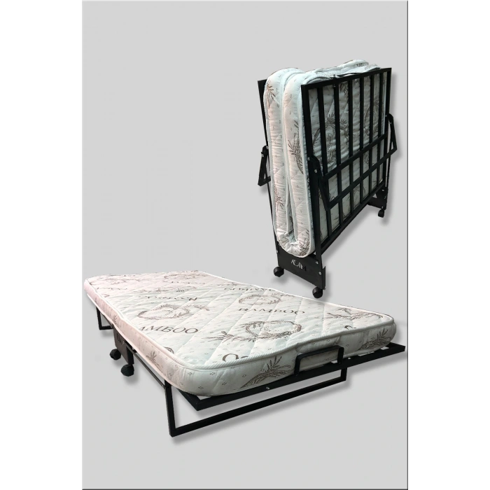 Katlanır Yatak, Karyola 90x190 Cm Katlanabilir Somya Tek Kişilik Katlanır Yatak(YATAK DAHİL)