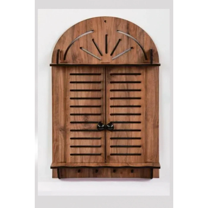 Aynalı Panjur Askılık - Kahverengi