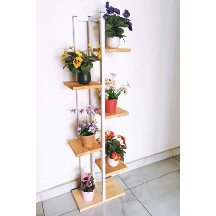 6 Raflı,dikey Saksılık,çiçeklik,metal Gövdeli Suntalam