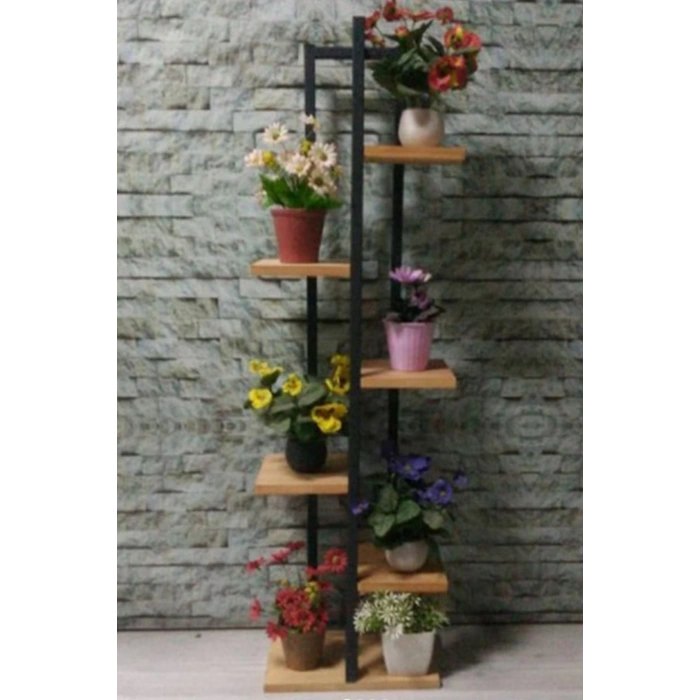 6 Raflı,dikey Saksılık,çiçeklik,metal Gövdeli Suntalam