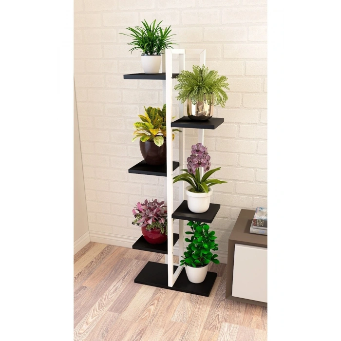 6 Raflı,dikey Saksılık,çiçeklik,metal Gövdeli Suntalam