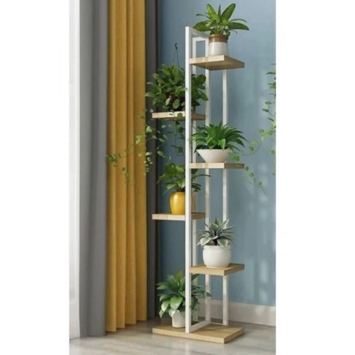 6 Raflı,dikey Saksılık,çiçeklik,metal Gövdeli Suntalam