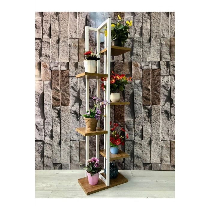 6 Raflı,dikey Saksılık,çiçeklik,metal Gövdeli Suntalam