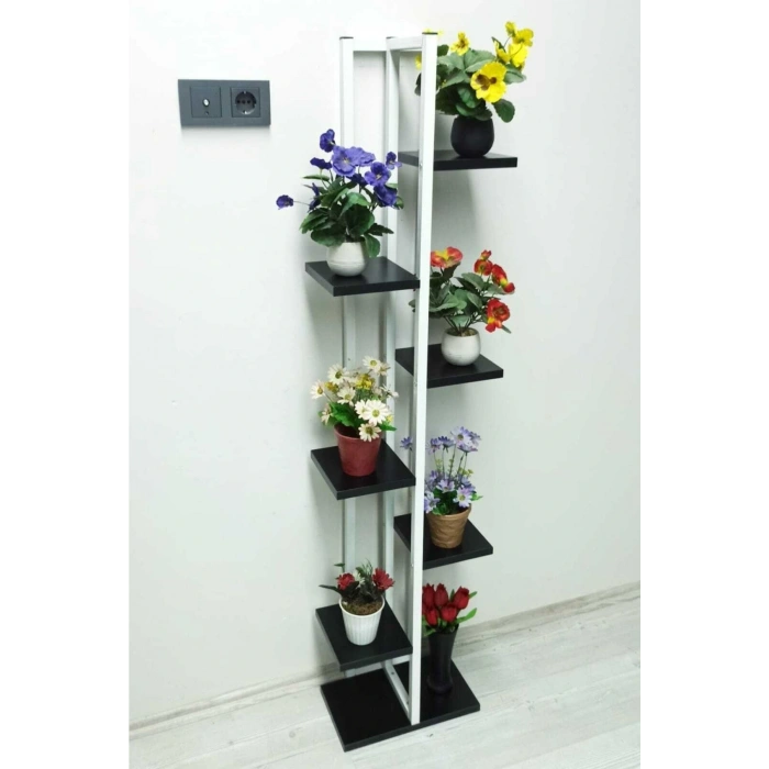 7 Raflı,dikey Saksılık,çiçeklik,metal Gövdeli Suntalam