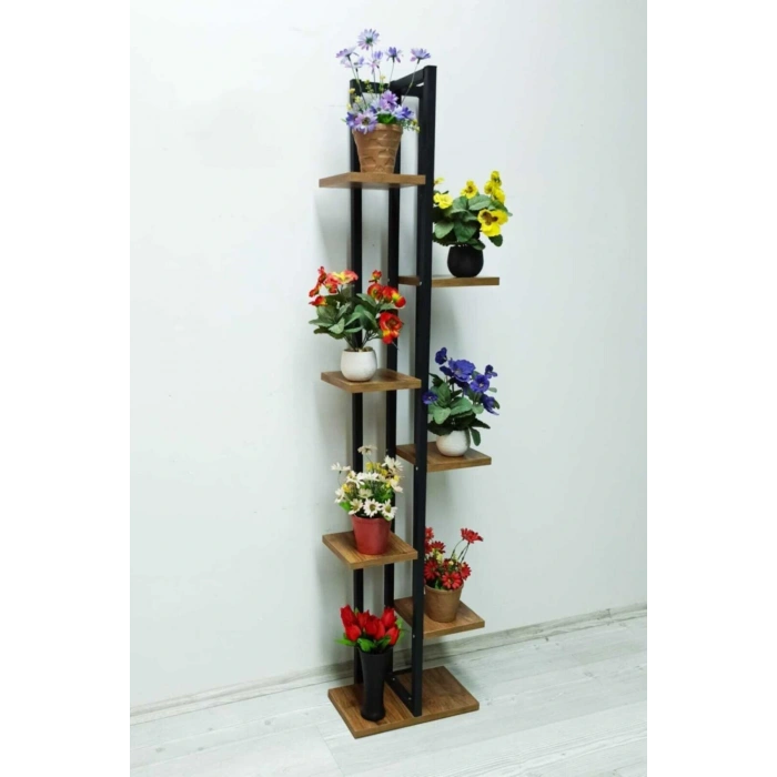 7 Raflı,dikey Saksılık,çiçeklik,metal Gövdeli Suntalam