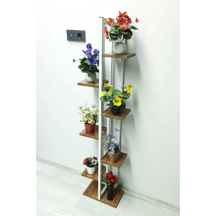 7 Raflı,dikey Saksılık,çiçeklik,metal Gövdeli Suntalam