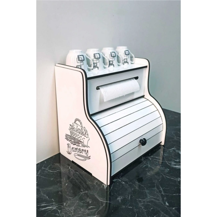 New Bread Box-yeni Ekmeklik, Havlu Peçetelik(saklama Gözlü), Baharatlık Rafı, Dekoratif Yazılı